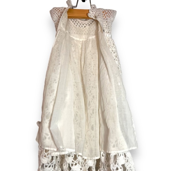 Vintage Handmade Crochet Knit Baby Girl Dress With Cute Heart Buttons - Picture 3 of 4